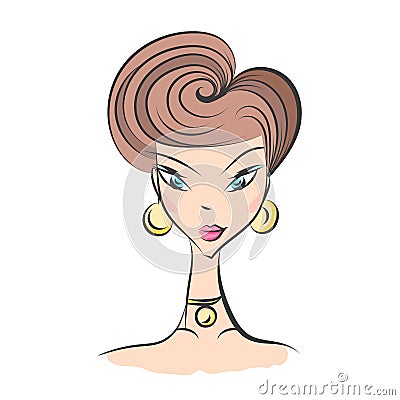 Head glamorous girl cartoon Vector Illustration