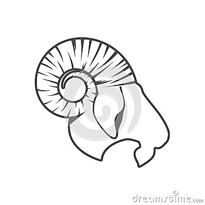 Head Goat on white background Vector Illustration