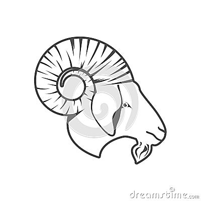 Head Goat on white background Vector Illustration
