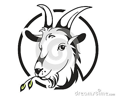 Head of goat on white background Vector Illustration