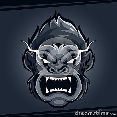 head gorilla angry animal mascot for sports and esports logo vector illustration template Vector Illustration