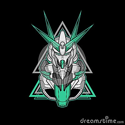 The head of the guard robot 012 Vector Illustration