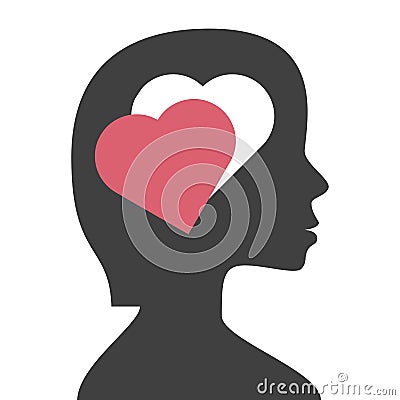 Head, heart-shaped hole Vector Illustration