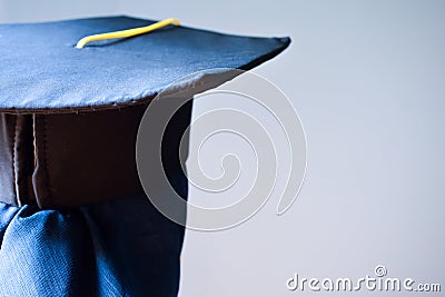 Head of Hijab female wear Toga hat or graduation hat Stock Photo