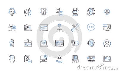 Head honcho line icons collection. Leadership, Management, Executive, Boss, CEO, Founder, Director vector and linear Vector Illustration