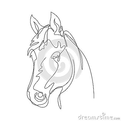 The head of a horse drawn with one solid line in a minimalist style Stock Photo