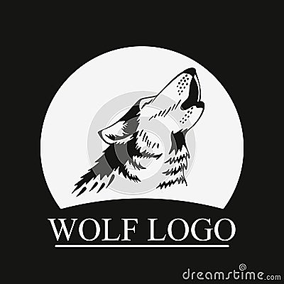 Head Howling wolf on moon Vector Illustration