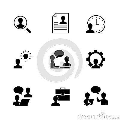 Head hunting black icons on white background Vector Illustration