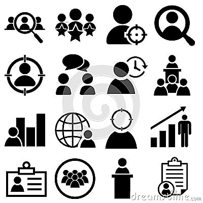 Head Hunting Related Vector Icon set. Contains such Icons as Career growth, Candidate, Search, CV, Card Index, Outsource and more Vector Illustration