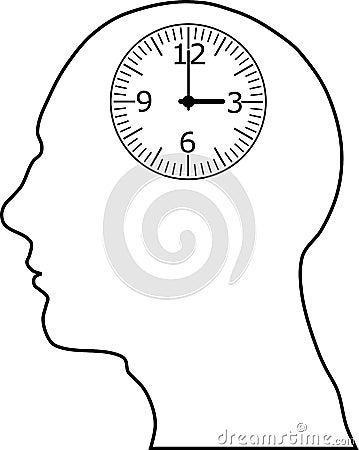 Head with an internal clock Vector Illustration
