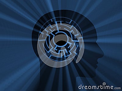 Head with labyrinth. 3D image Stock Photo