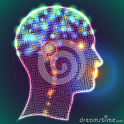 Head Labyrinth Vector Illustration