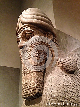 Head of Lamassu in Metropolitan Museum of Art. Editorial Stock Photo