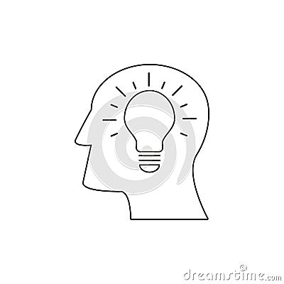 Head with lamp icon come up idea Vector Illustration