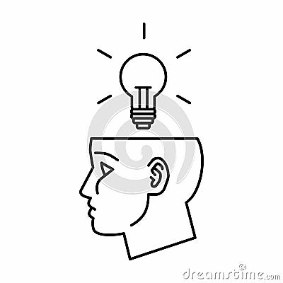 Head Lamp Idea Outline Icon Vector Vector Illustration