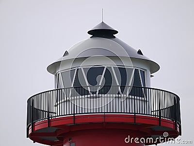 Head of a lighthouse, with windows, roof and railing Stock Photo