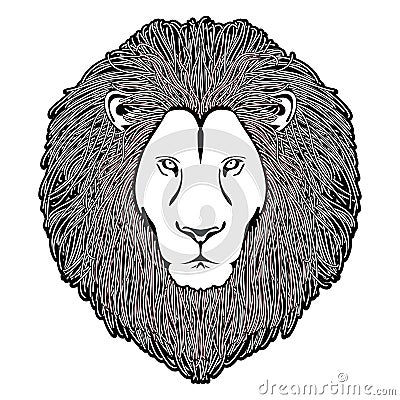 The head of lion black and white logo Vector Illustration