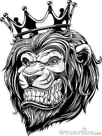 The head of a lion in the crown Vector Illustration