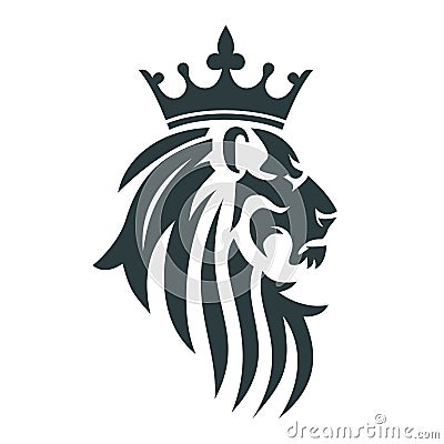 The head of a lion with a royal crown Vector Illustration