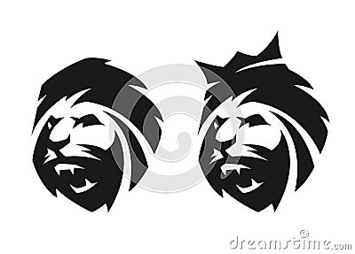 The head of a lion, two options. Vector Illustration