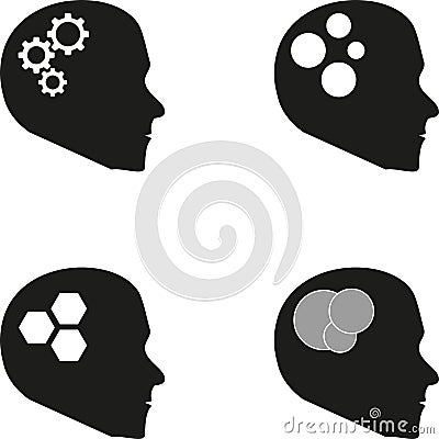 Head Collection, Brain Logo, Psychology Logo, Medicine Logo, People, Faces Logo, Logos Collection Stock Photo