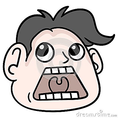 The head logo of a surprised man. carton emoticon. doodle icon drawing Vector Illustration