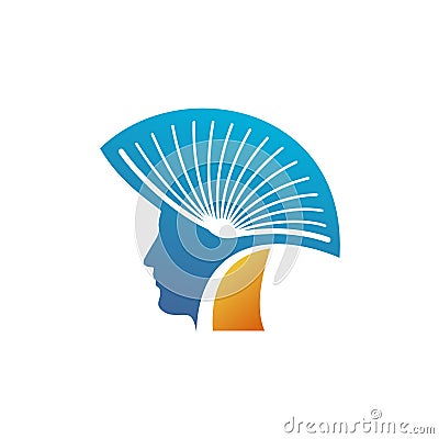 Head of the man with open book logo Vector Illustration