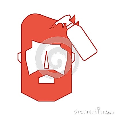 Head man with spray bottle barber product Vector Illustration