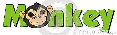 Head of monkey and green letters Stock Photo