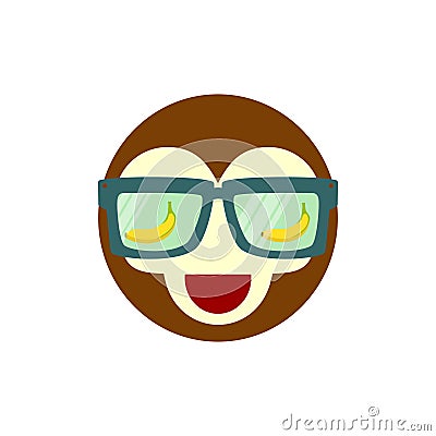 Head of monkey like banana with glasses character vector design Vector Illustration