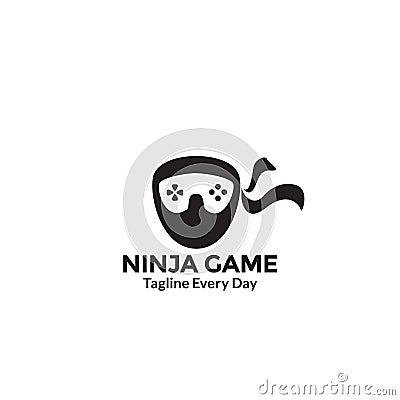 Head ninja game logo design Vector Illustration