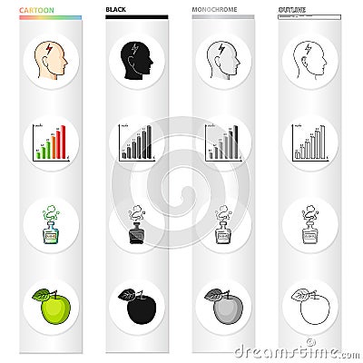 Head, pain, scale, and other web icon in cartoon style.Pharmacy, polyclinic, prevention icons in set collection. Vector Illustration