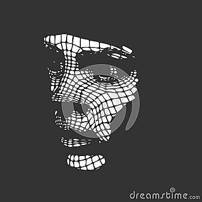 Head of the Person from a 3d Grid. Vector Illustration