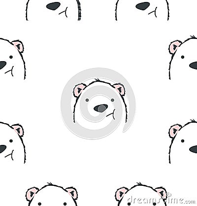 Head Polar bear seamless pattern Vector Illustration