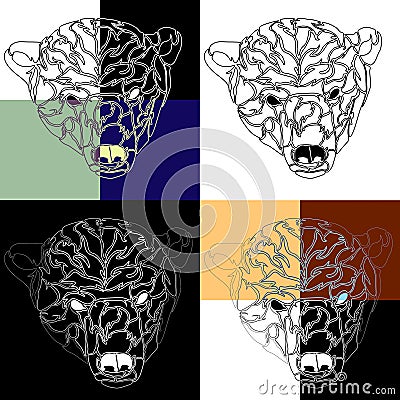 The head of the polar bear tattoo background Vector Illustration