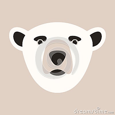 Head polar bear, vector illustration, flat style, front Vector Illustration