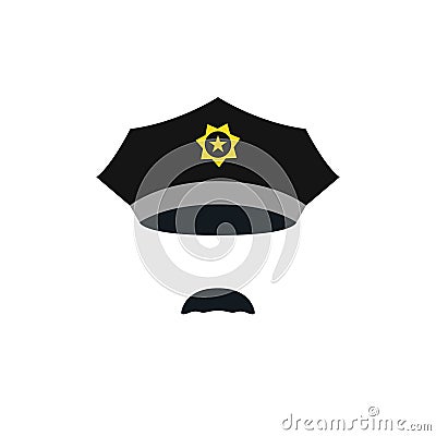 Head of policeman with cap. Vector Illustration