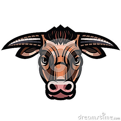 Head of powerful horned bull Vector Illustration