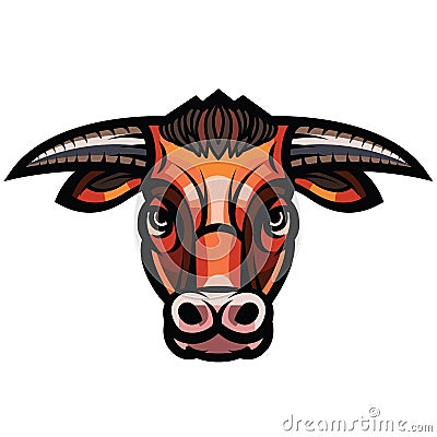 Head of powerful horned bull Vector Illustration