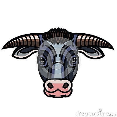 Head of powerful horned bull Vector Illustration