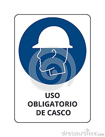 Head Protection Sign. Spanish Version. Vector Illustration