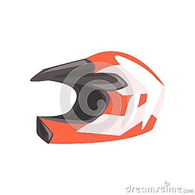 Head Protective Hard Helmet, Part Of BMX Rider Ammunition And Equipment Set Isolated Object Vector Illustration