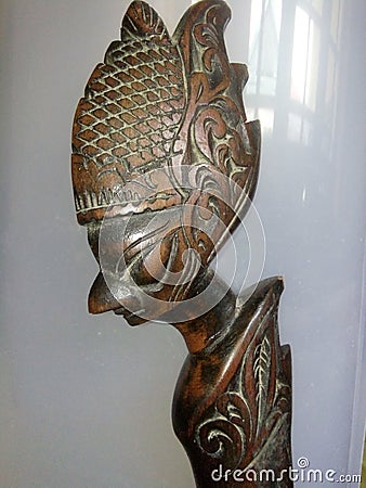The head of the puppet carving machete typical of west java, indonesia Stock Photo