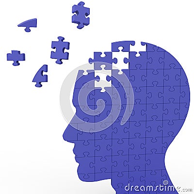 Head Puzzle Shows Slipping Ideas Stock Photo