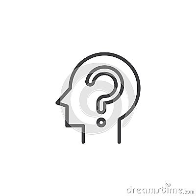 Head with question mark outline icon Vector Illustration