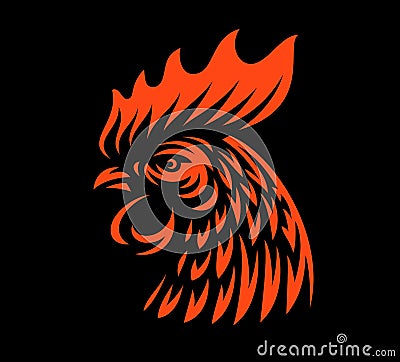 Head rooster illustration on dark background Vector Illustration