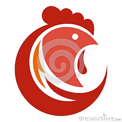Head rooster logo, flat style Vector Illustration