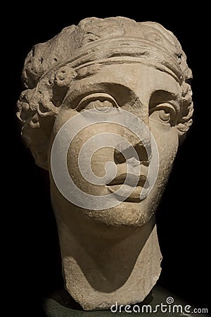 Head Of Sappho The Poet, Istanbul Archeology Museum, Turkey Editorial Stock Photo
