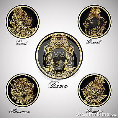 Head set characters of Ramayana Vector Illustration