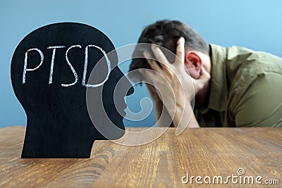 Head shape with PTSD Post traumatic stress disorder Stock Photo